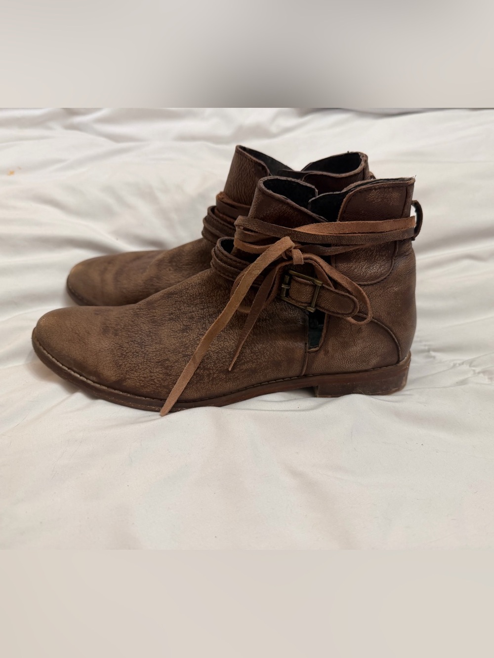 Free People Brown Leather Ankle Booties